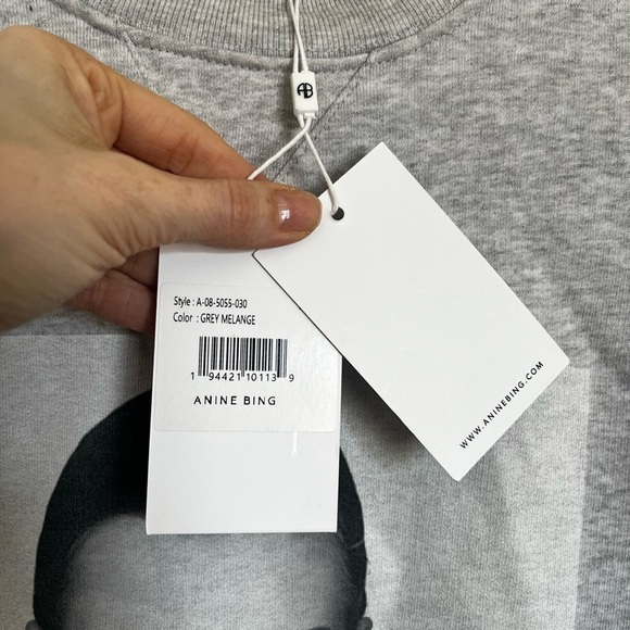 Anine Bing NWT Terry O’Neill Kate Moss Graphic Pullover Sweatshirt Gray Medium - Picture 5 of 11